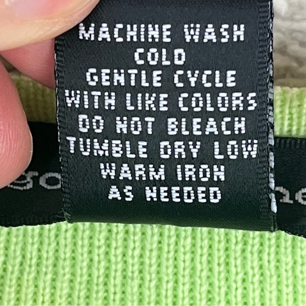 Lime Green Sweater Cardigan Twinset Sz Medium Goodclothes - Picture 3 of 15